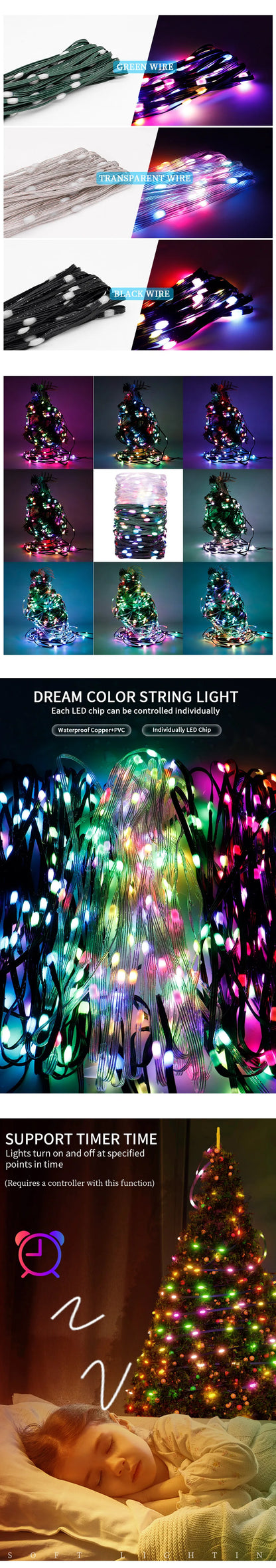 Addressable RGB Christmas LED String Lights