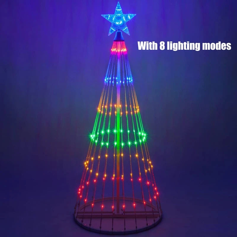 Christmas Tree Waterfall Star Lights