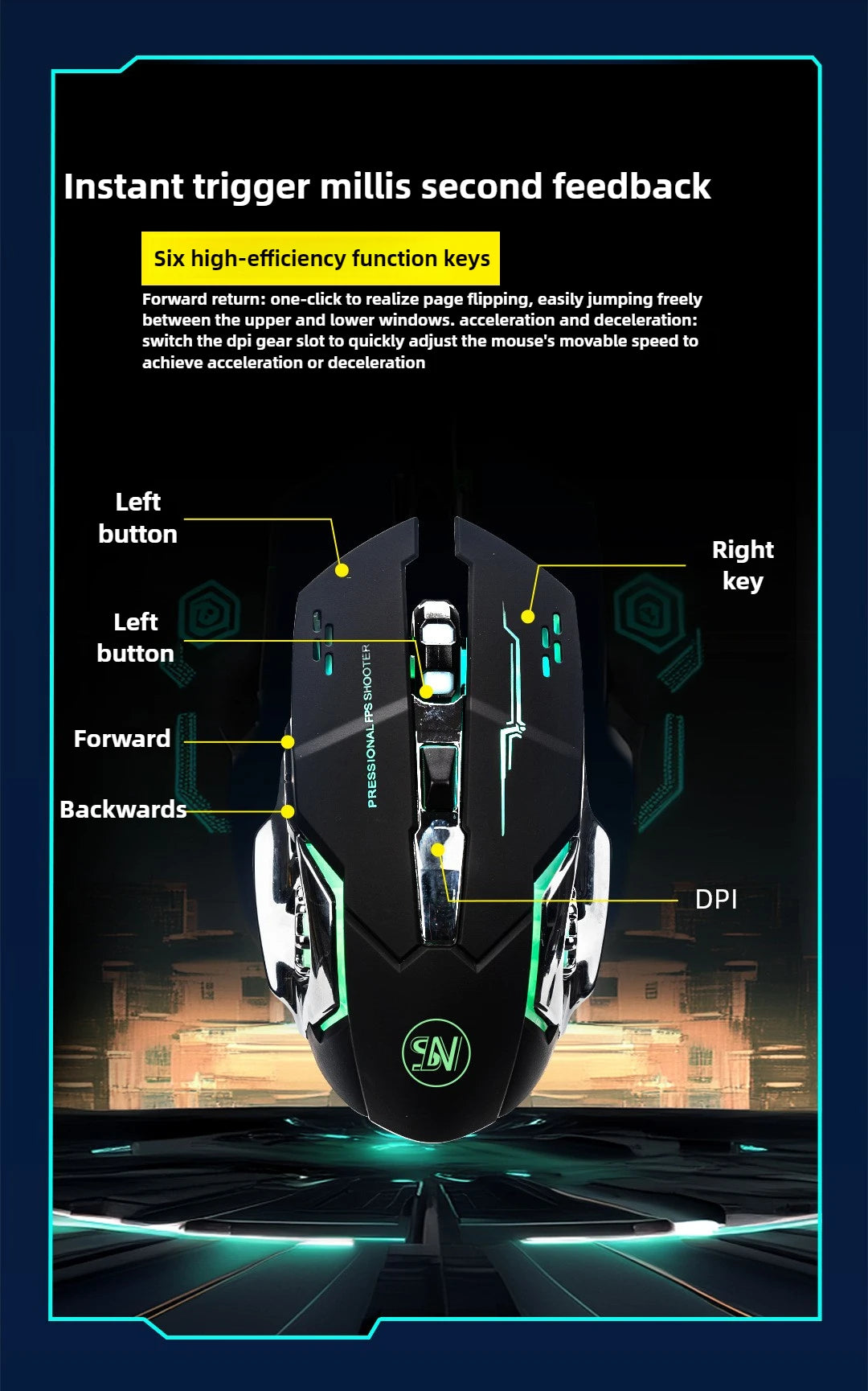 Rechargeable Wireless Gaming Mouse Bluetooth USB E-Sports Backlight