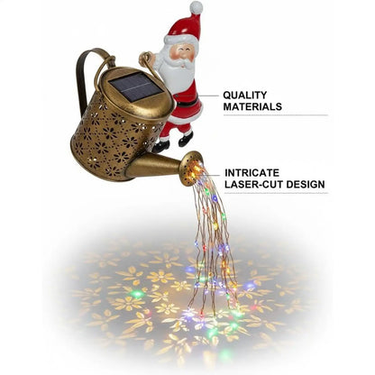 Solar Santa Watering Can Christmas Lights