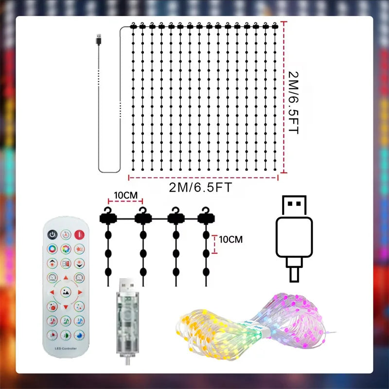 Smart LED Christmas Curtain Lights with Music Sync