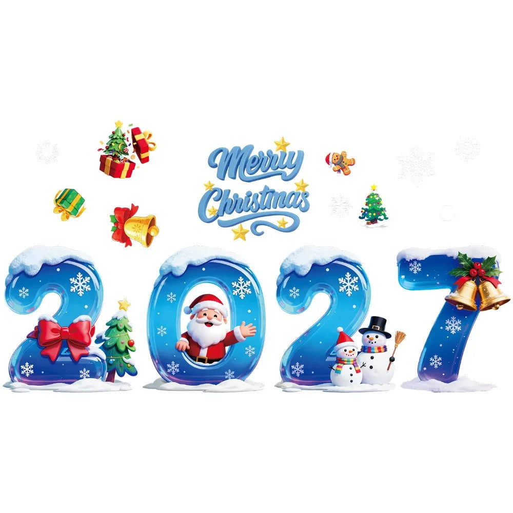 Santa & Snowman Christmas Window Clings