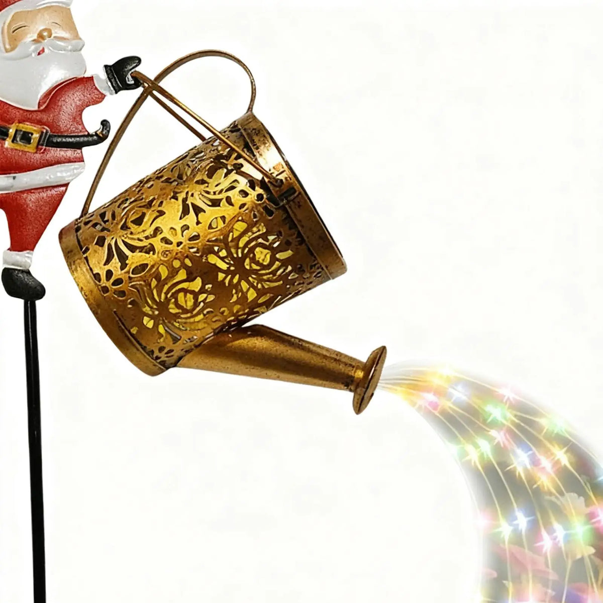 Solar Santa Watering Can Christmas Lights