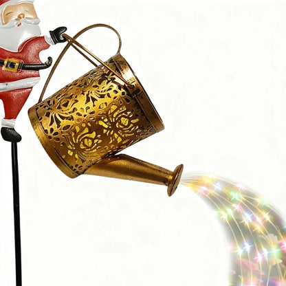 Solar Santa Watering Can Christmas Lights