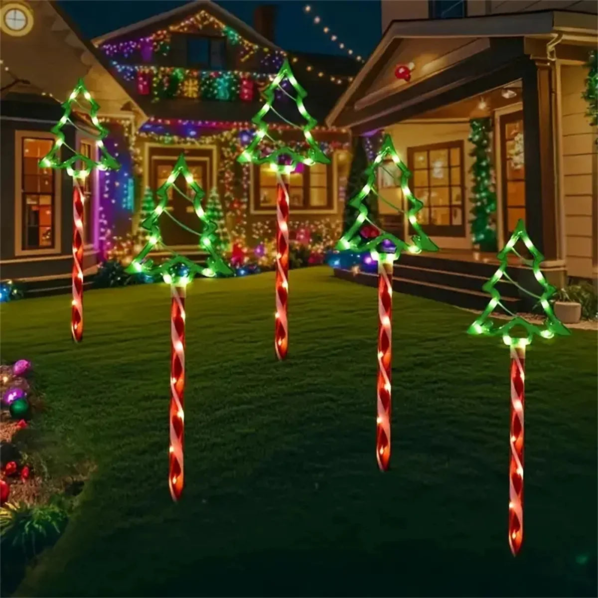 Solar Candy Cane Lights – 5 Piece Set — Global Mix holiday decor image 3