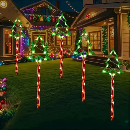 Solar Candy Cane Lights – 5 Piece Set — Global Mix holiday decor image 3