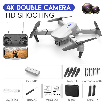 Pro WiFi FPV Drone - Single/Dual 4K/1080P Camera, Wide-Angle HD, Altitude Hold, Foldable Quadcopter RC Helicopter Toy