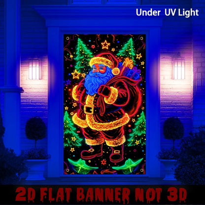 Neon Santa Christmas Hanging Flag