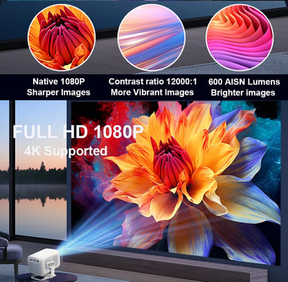 4K Projector Android Native Portable 1080P Auto Focus 600ANSI Video home Cinema Outdoor hd led Projetor