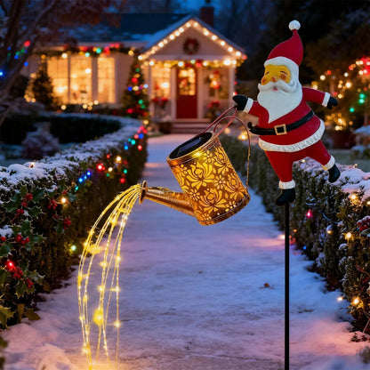 Solar Santa Watering Can Christmas Lights