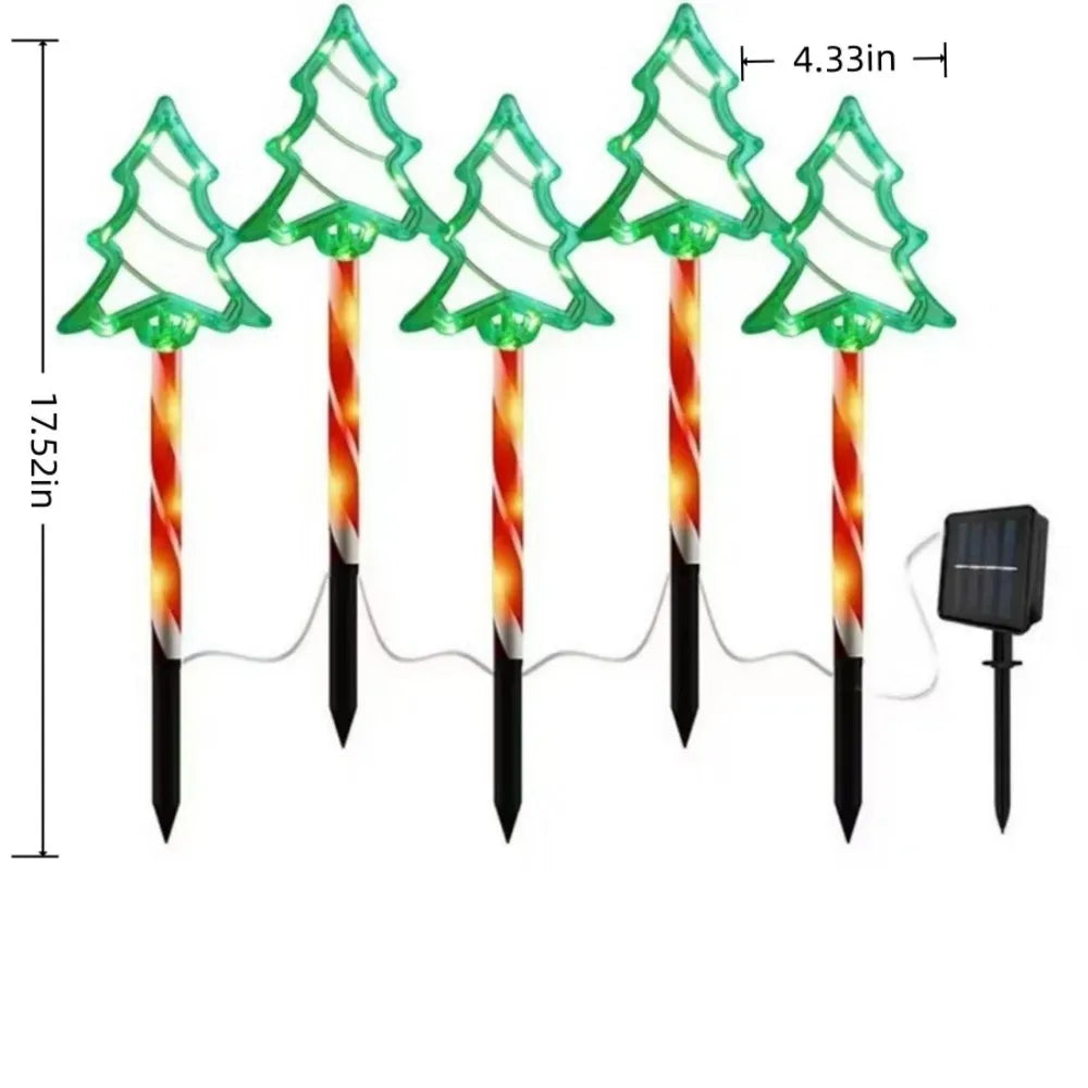 Solar Candy Cane Lights – 5 Piece Set — Global Mix holiday decor image 5