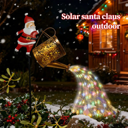 Solar Santa Watering Can Christmas Lights