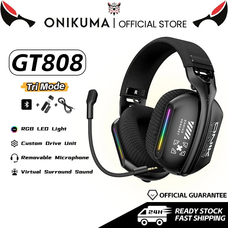 ONIKUMA Wireless Gaming Headset 3 Modes with Bendable HD Mic & Immersive Sound
