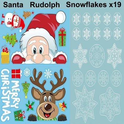 Santa & Reindeer Christmas Window Clings