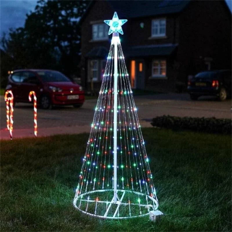 Christmas Tree Waterfall Star Lights