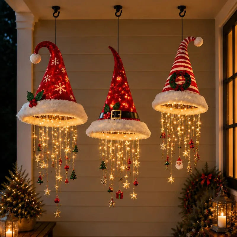 Lighted Santa Hat Christmas Chandelier