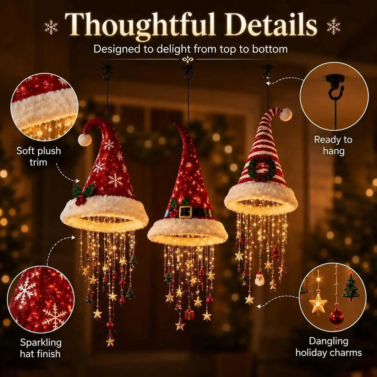 Lighted Santa Hat Christmas Chandelier