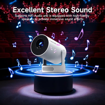 Pro + Projector 4K 720P With 5W Speaker Android 11 WiFi 6 BT5.4 Outdoor Video Home Theater Projector