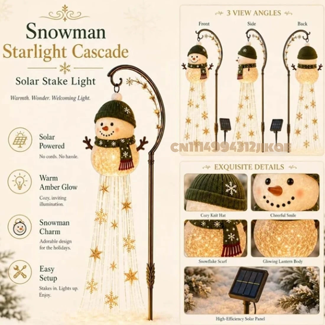 Snowman Starfall Christmas Garden Light