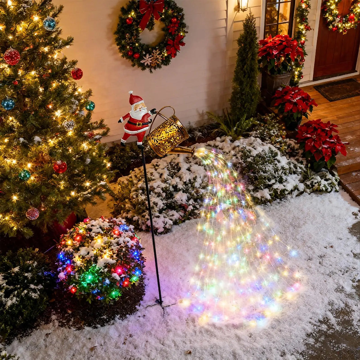 Solar Santa Watering Can Christmas Lights