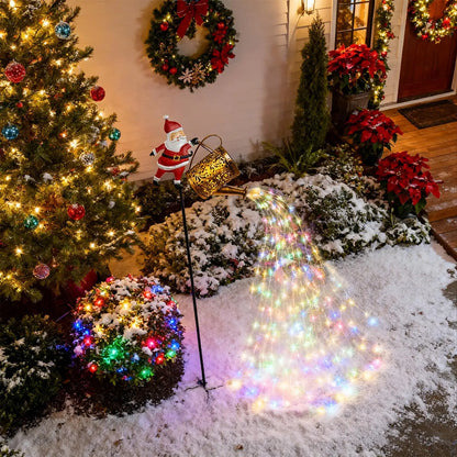 Solar Santa Watering Can Christmas Lights