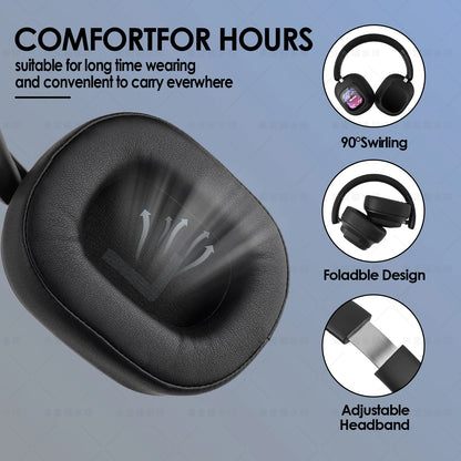 Hybrid Wireless Headphone Active Noise Cancelling Magnetic Touch Control LED Screen