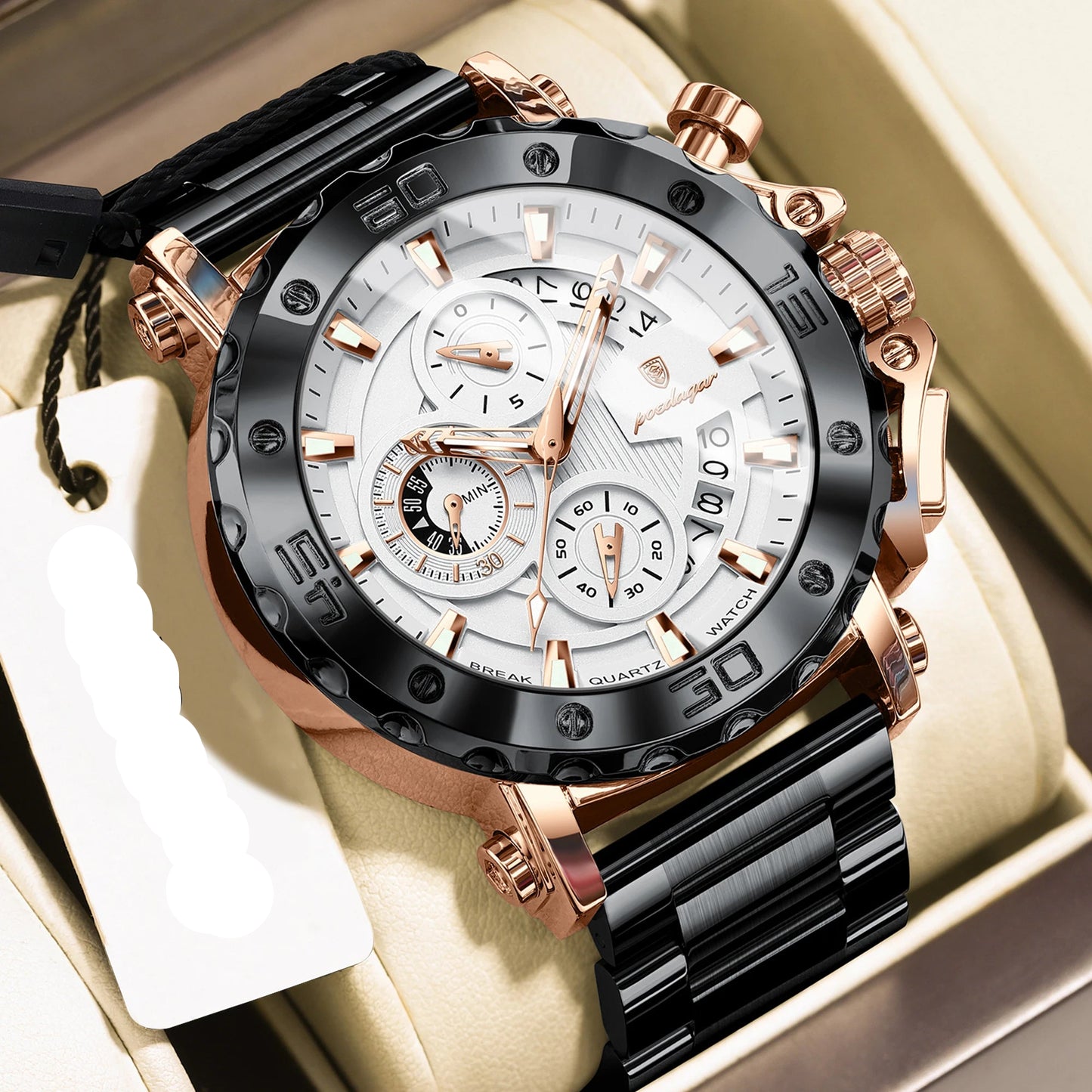 Luxury Men Wristwatch Date Luminous Waterproof Quartz Man Clock Chronograph Stainless Steel Fashion