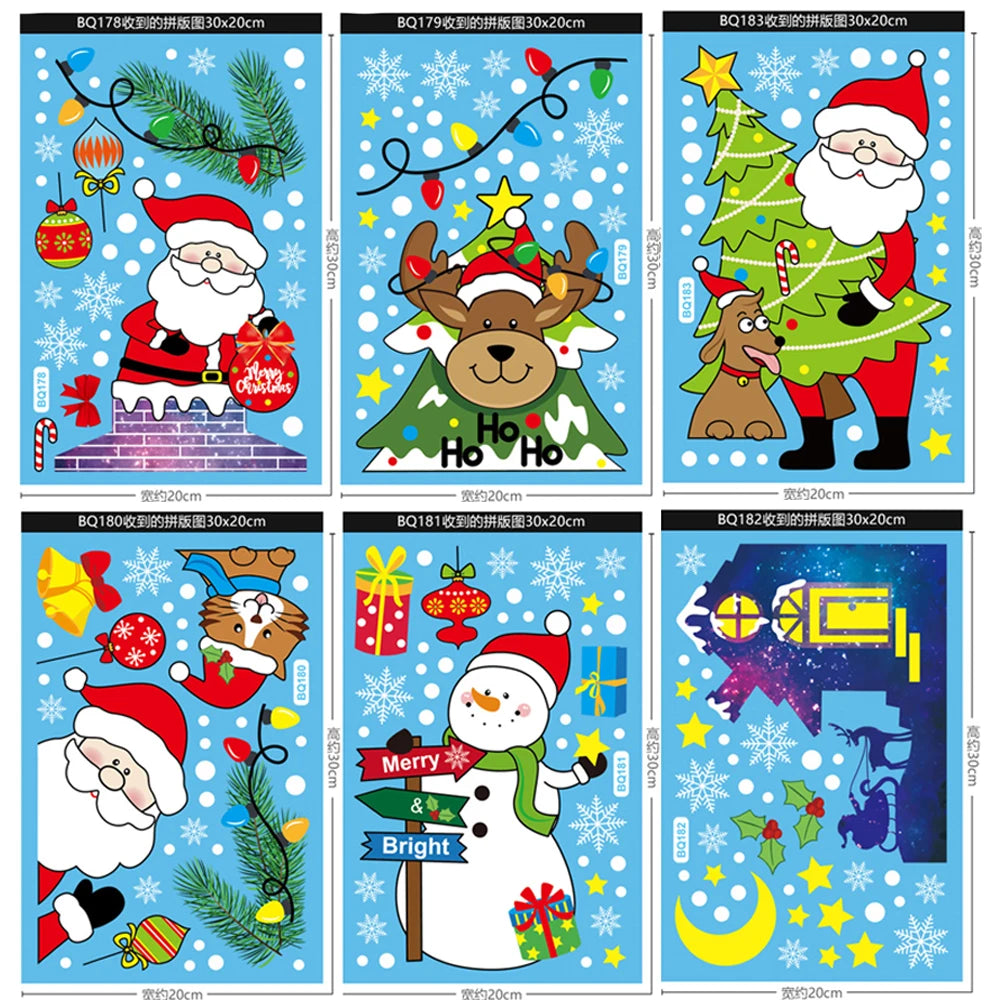 Santa & Reindeer Christmas Window Clings