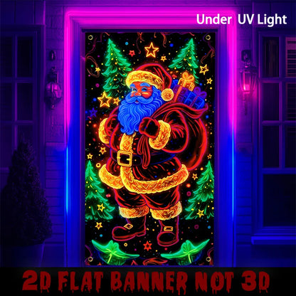 Neon Santa Christmas Hanging Flag