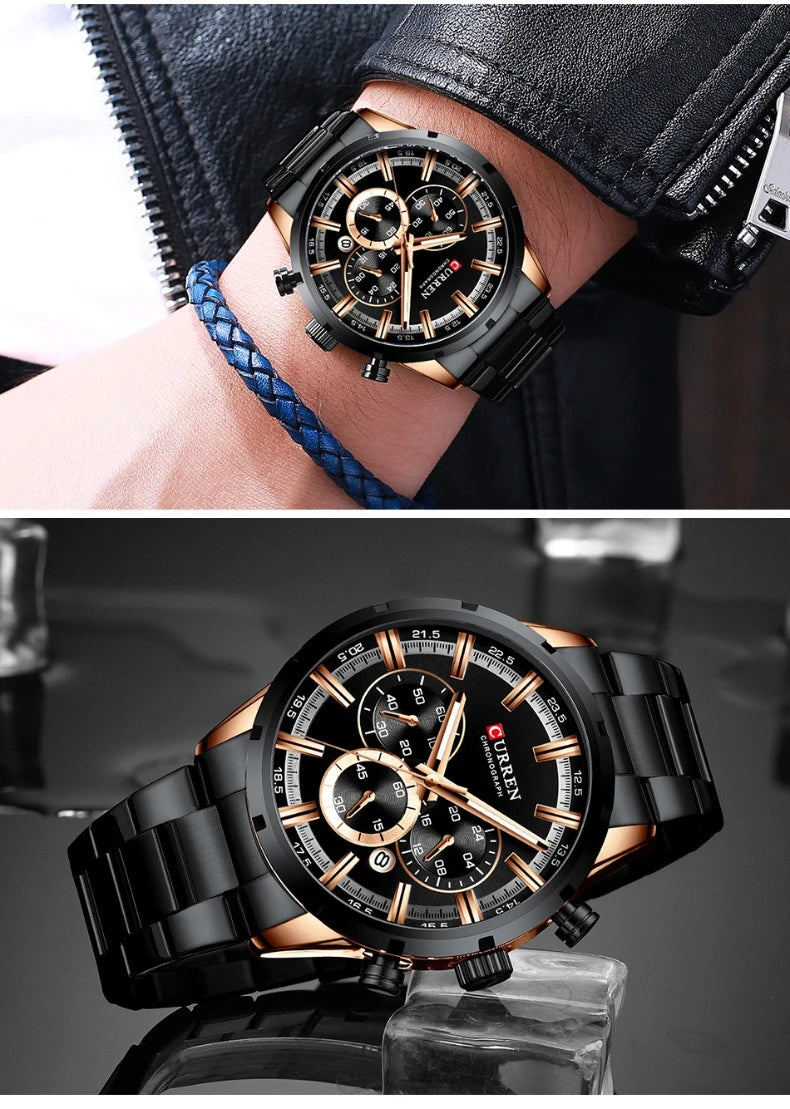 Top Brand Luxury Military Leather Wrist Watch Casual Sport Watches for Men Blue Man Clock Fashion Chronograph Wristwatch