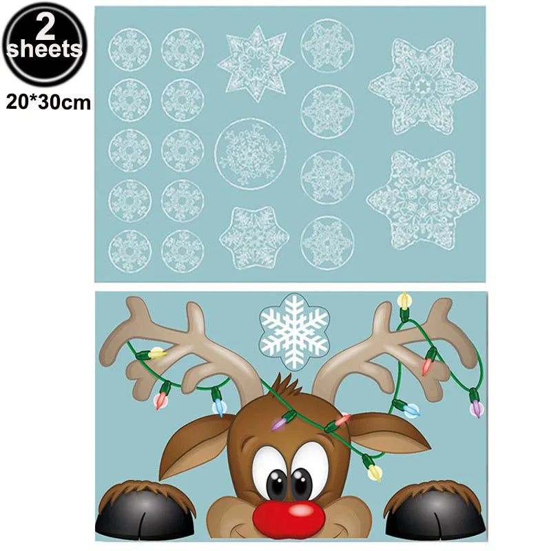 Santa & Reindeer Christmas Window Clings