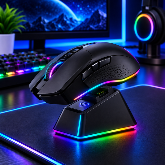 AJAZZ AJ139 V2 MC wireless gaming mouse with magnetic charging dock