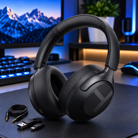 Black wireless over-ear headphones