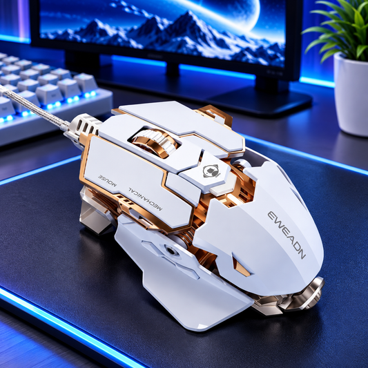 EWEADN mechanical gaming mouse white and gold