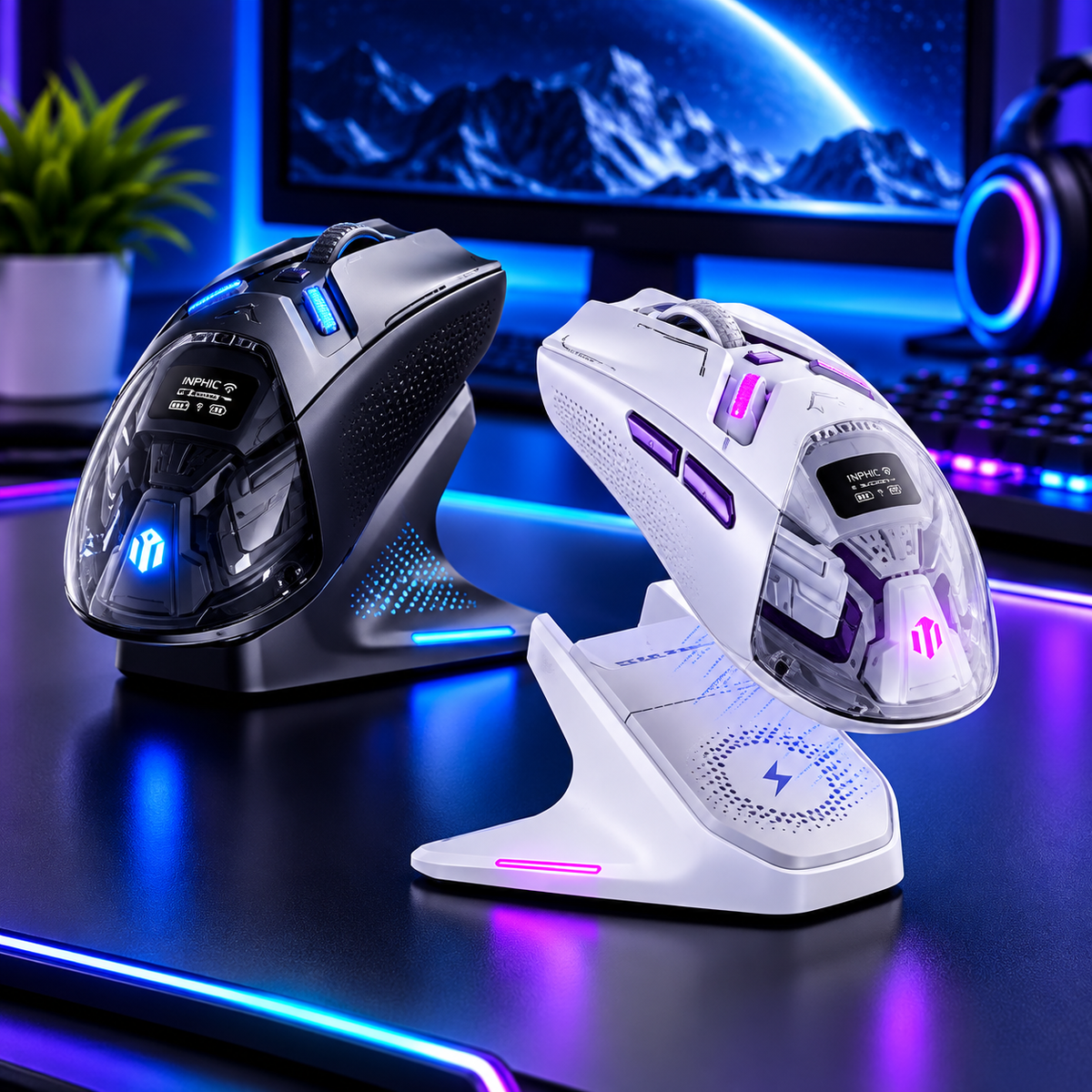 INPHIC wireless gaming mouse with charging dock