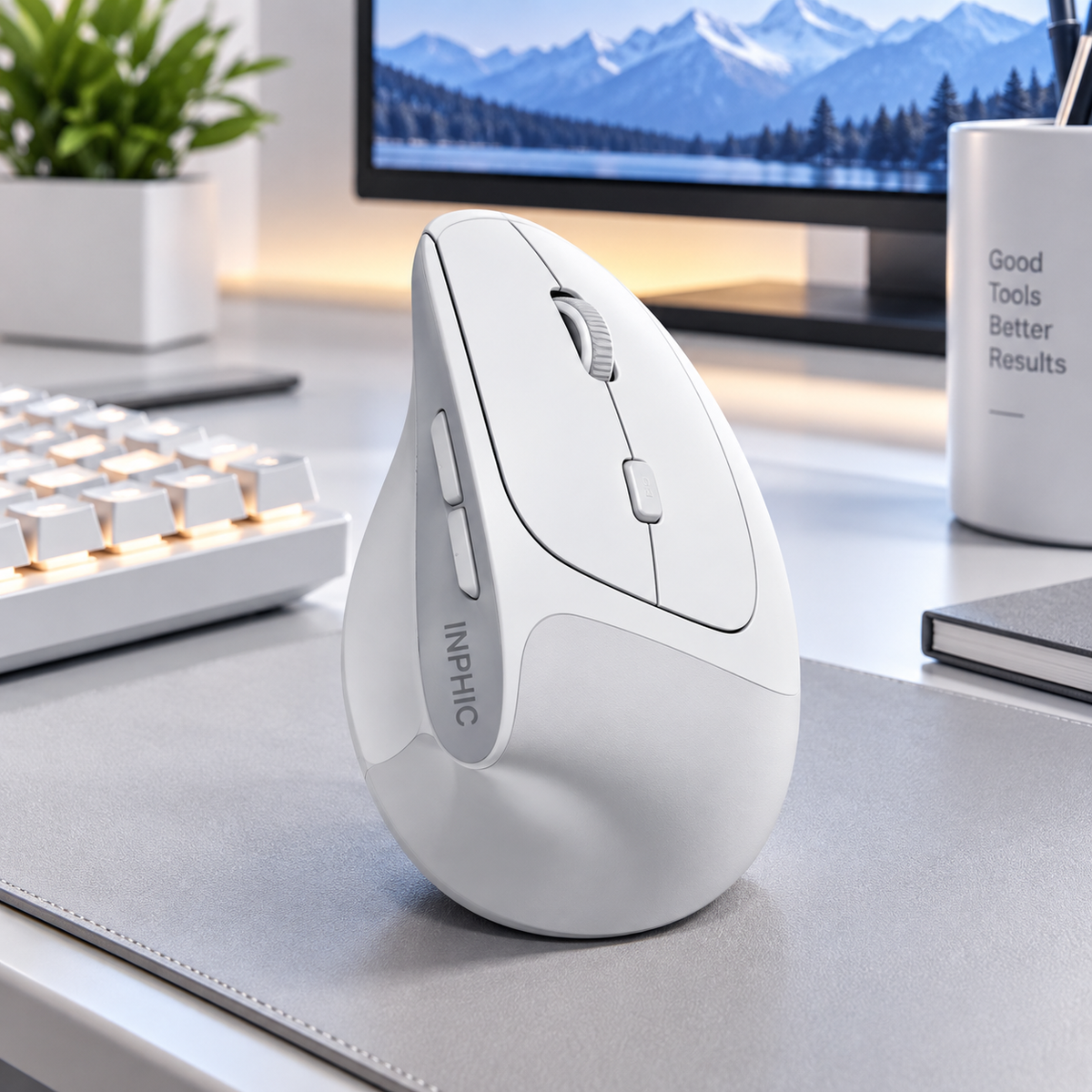 INPHIC X9 Pro wireless vertical ergonomic mouse white