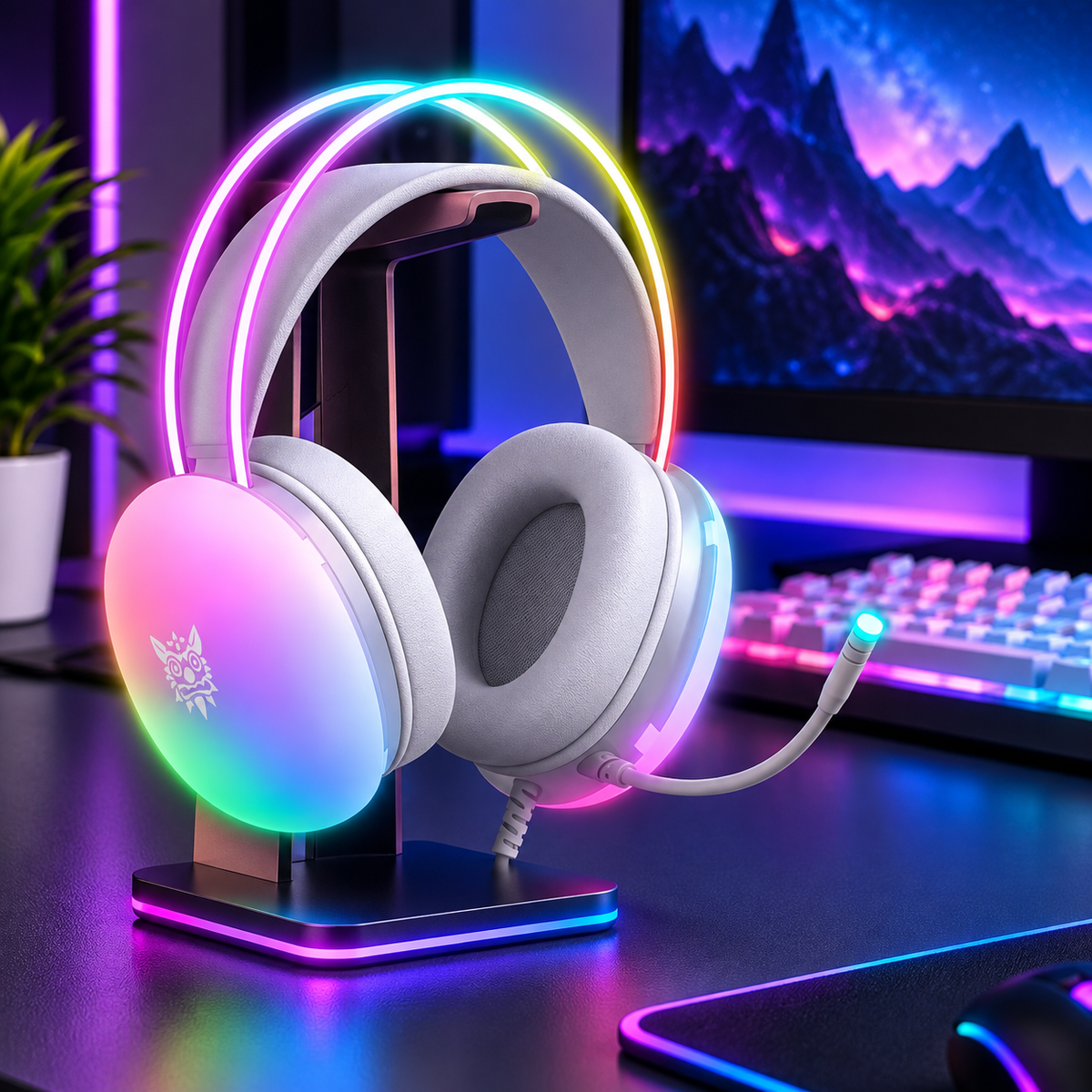 ONIKUMA RGB gaming headset white