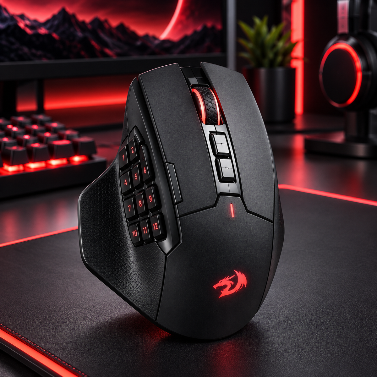Redragon M811 Pro wireless MMO gaming mouse black RGB